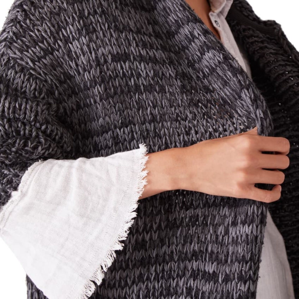 Free People Oversized Crofter Maxi Knit Cardigan Carbon Dust Color Sz Medium NWT - Picture 12 of 16